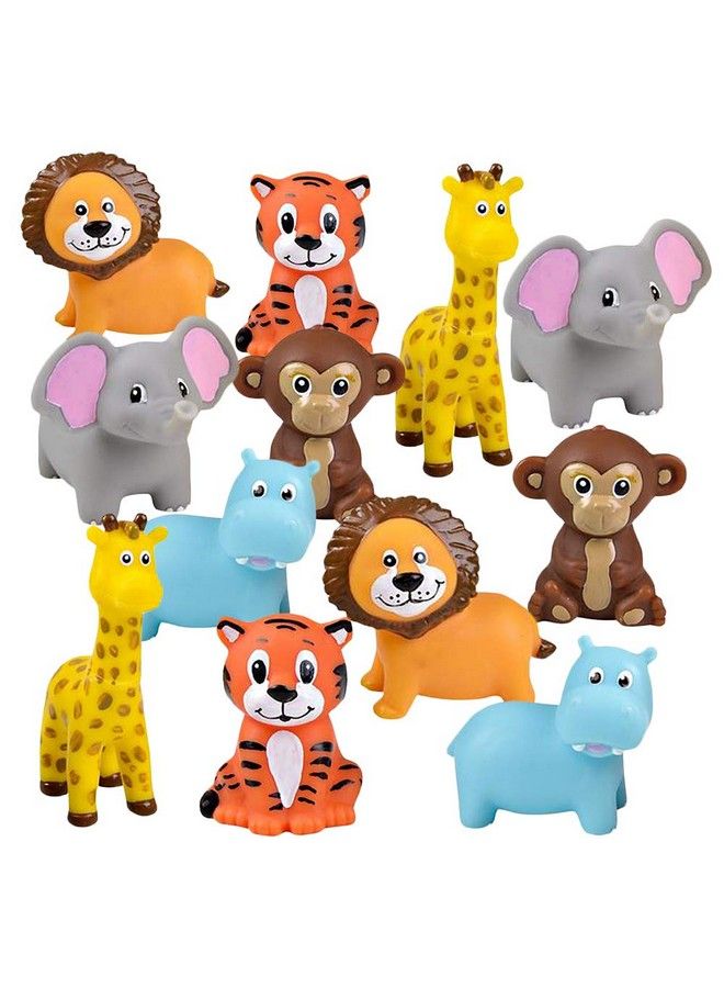 Vinyl Zoo Animals Pack Of 12 Assorted Squeezable Toys Safari Birthday Party Favors For Kids Fun Bath Tub And Pool Toys For Children Educational Learning Aids For Boys And Girls