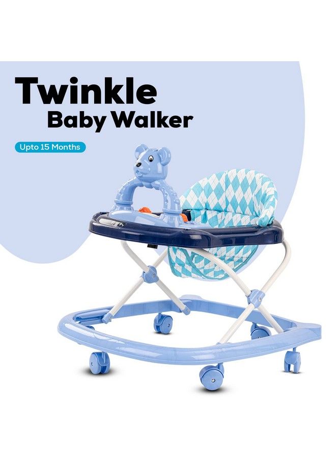 Twinkle Baby Walker For Kids Round Kids Walker With 3 Position Adjustable Height ; Walker For Baby With Musical Toy Bar Activity Walker For Babies 618 Months (Lite Blue)