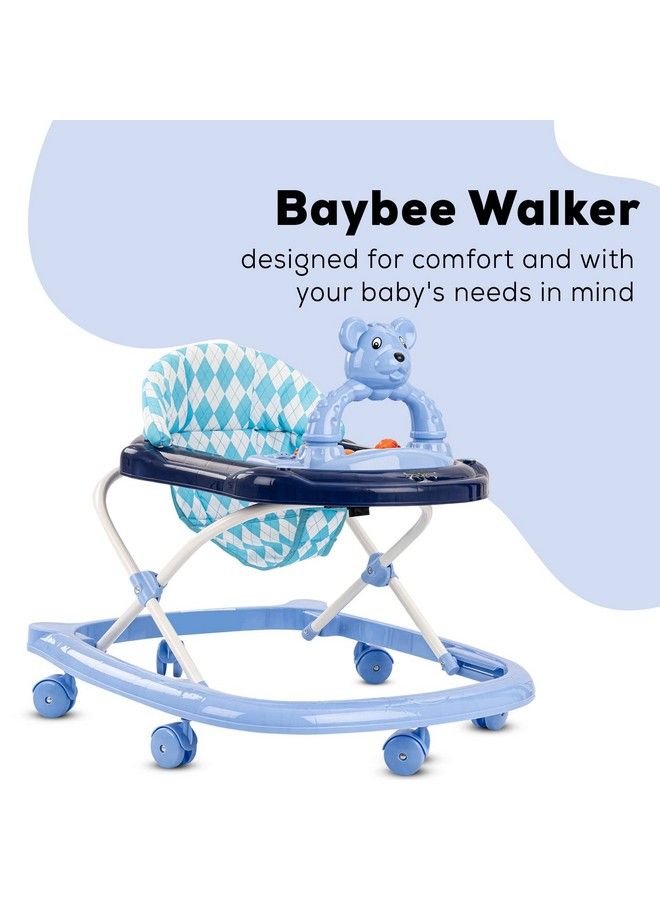 Twinkle Baby Walker For Kids Round Kids Walker With 3 Position Adjustable Height ; Walker For Baby With Musical Toy Bar Activity Walker For Babies 618 Months (Lite Blue)