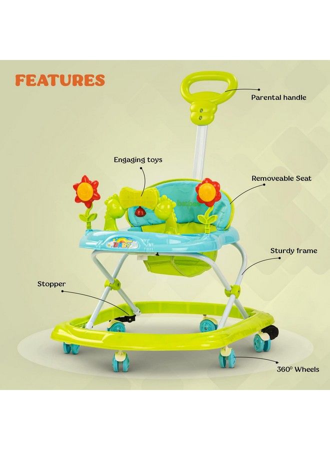 Kito Pro Baby Walker For Kids Foldable Activity Kids Walker With 3 Height Adjustable & Parental Push Handle ; Walker For Baby With Music & Light ; Walker Baby 6 18 Months Boy Girl