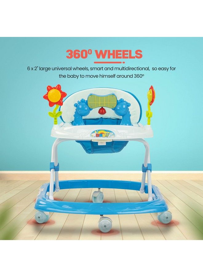 Baby Walker Round Kids Walker For Babies Cycle With Adjustable Height And Musical Toy Bar Rattles And Toys Ultra Soft Seat Activity Walker Baby 6 18 Months Boy Girl (Kito Blue)