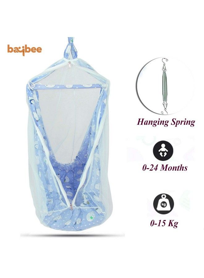 Ziggy Hanging Cradle For Babies;Newborn Baby Cotton Baby Cradle;Baby Sleep Swing Cradle;Baby Jhula Jhoola;Baby Bed;Baby Bedding Set With Net Spring Set 0 24 Months For Baby Boys &Girls (Blue)