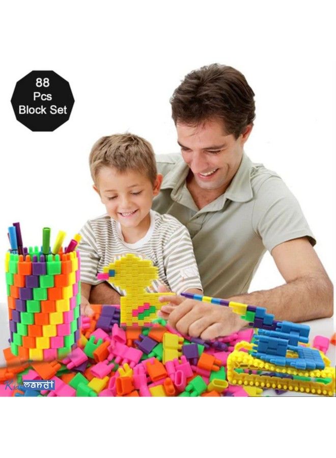 88 Pcs Building Blocks;Interlocking Blocks;Play Blocks;Building Blocks;Learning Blocks Creative Blocks And Learning Educational Toy Set For Kids Of + 3 Years