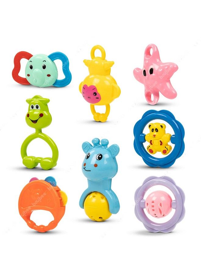 7 Pcs Baby Rattles Toys Set For Babies Non Toxic Rattle Teether Set With Smooth Edges ; Newborn Baby Gift Products ; Baby Rattles Set For Newborn Infant Babies 3 12 Months Boy Girl (7 Pcs)