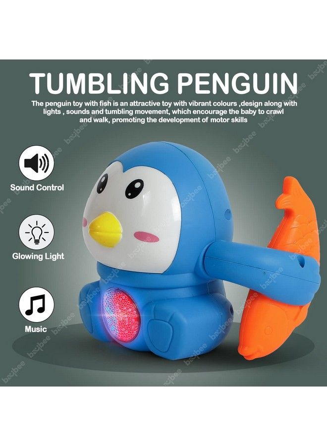 Tumbling Penguin Musical Toys For Baby Kids Crawling Toys With 360°Spinning & Rolling Music Light Sensor Control Dancing Penguin Sound Toy Tumbling Penguin Baby Toys 6 12 Months Boy Girl