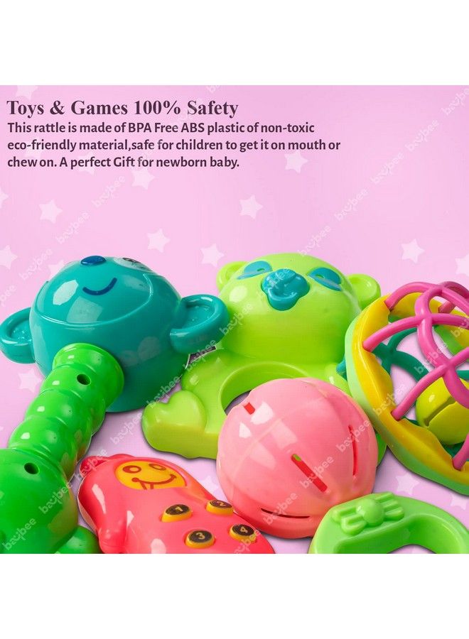 5 Pcs Baby Toys Rattles Set For Babies 0 6 Months Non Toxic 5 Attractive Rattle Set With Smooth Edges ; Newborn Baby Gift Products ; Rattles Set For Babies 0 6 Months Boy Girl (Rattle I)
