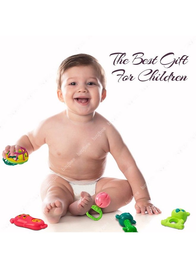 5 Pcs Baby Toys Rattles Set For Babies 0 6 Months Non Toxic 5 Attractive Rattle Set With Smooth Edges ; Newborn Baby Gift Products ; Rattles Set For Babies 0 6 Months Boy Girl (Rattle I)
