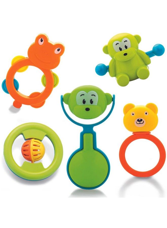 Baby Toys Rattles And Teethers Set For New Born Babies Toddler Infants & Children 5 Pcs Non Toxic