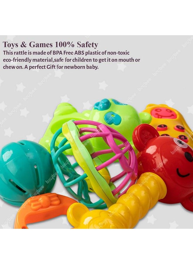 5 Pcs Baby Toys Rattles Set For Babies 0 6 Months Non Toxic 5 Attractive Rattle Set With Smooth Edges ; Newborn Baby Gift Products ; Rattles Set For Babies 0 6 Months Boy Girl (Rattle Ii)