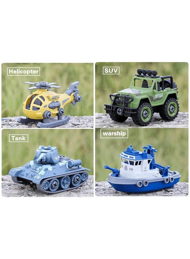 New Take Apart Toysdiy Military Army Car Toy Kids Stem Sand Toys For Toddlers Birthday Gifts For Boys 3 8 Year Old (4 Pack) Multicolor