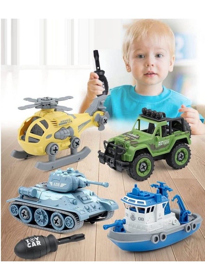 New Take Apart Toysdiy Military Army Car Toy Kids Stem Sand Toys For Toddlers Birthday Gifts For Boys 3 8 Year Old (4 Pack) Multicolor