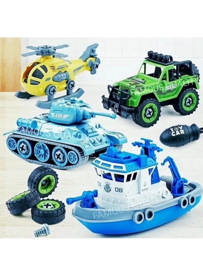 New Take Apart Toysdiy Military Army Car Toy Kids Stem Sand Toys For Toddlers Birthday Gifts For Boys 3 8 Year Old (4 Pack) Multicolor