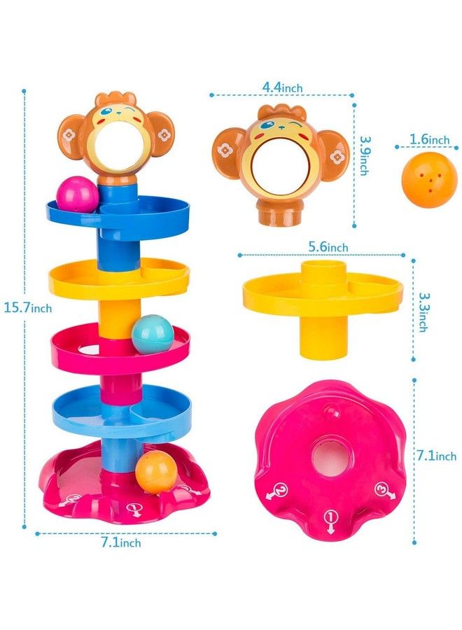 Monkey Ball Drop Toy For Babies And Toddlers New 5 Layer Tower Run With Swirling Ramps And 3 Puzzle Rattle Balls Best Educational Development Toy Set For Kids Multi Color