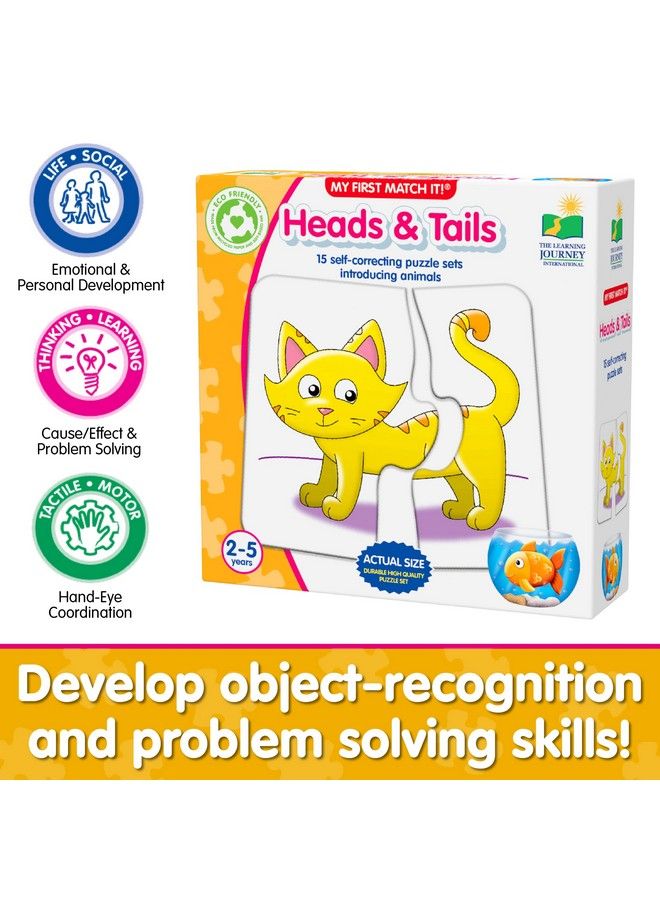 : My First Match It Head And Tails 15 Piece Self Correcting Animal Matching Puzzles Learning Toys For Toddlers 1 3 Award Winning Toys
