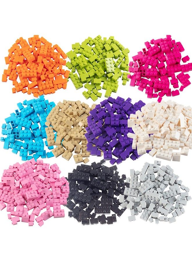 Building Block Friends Pastel Bricks 1000 Pcs Bulk Set 10 Colors With 27 Roof Pieces Compatible & Tight Fit With All Major Brands Great For Activity Tables Creativity & School Projects