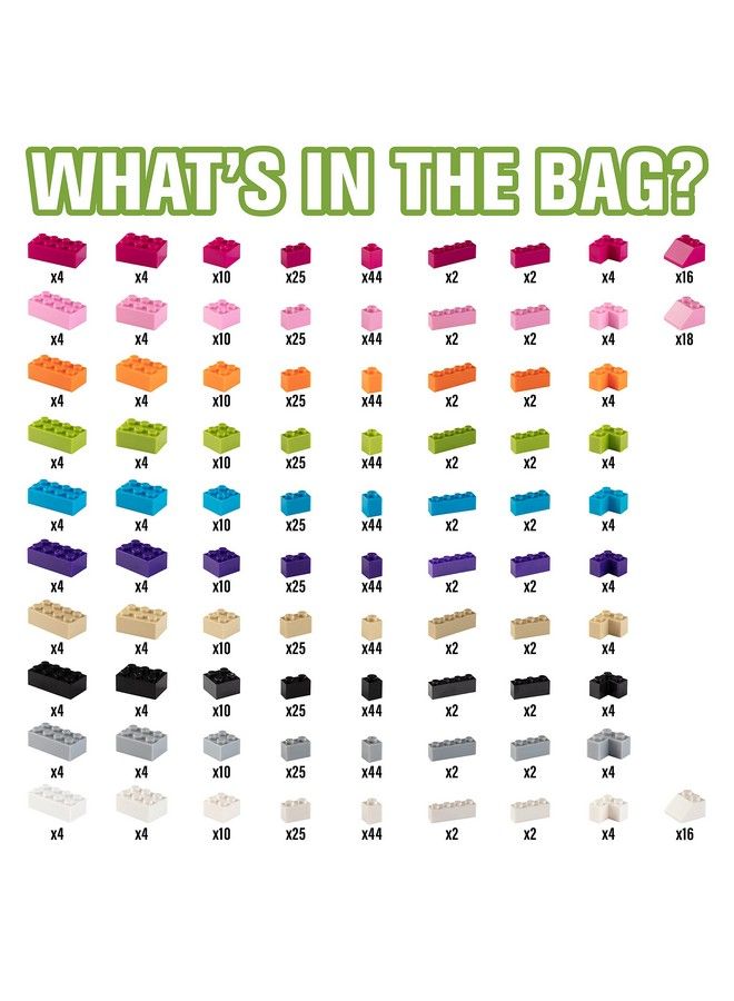Building Block Friends Pastel Bricks 1000 Pcs Bulk Set 10 Colors With 27 Roof Pieces Compatible & Tight Fit With All Major Brands Great For Activity Tables Creativity & School Projects