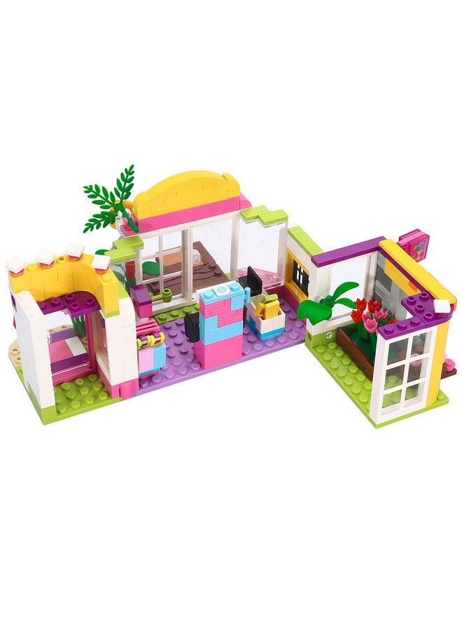 Girls Friends Supermarket Building Set 376 Pcs Seaside Grocery Store Flower Shop Building Kit Beach Shopping Mall Toy Educational Building Blocks Gift For Kids Ages 6+