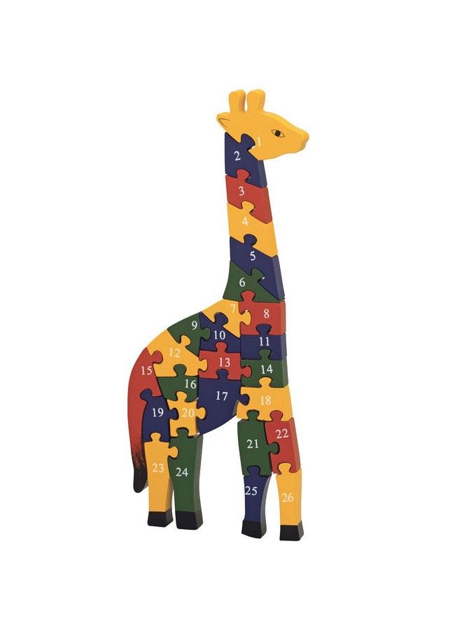 Wooden Alphabet Giraffe Puzzle Learn Abcs And 123S Colorful Large 3/4 Inch Thick Non Toxic Paint