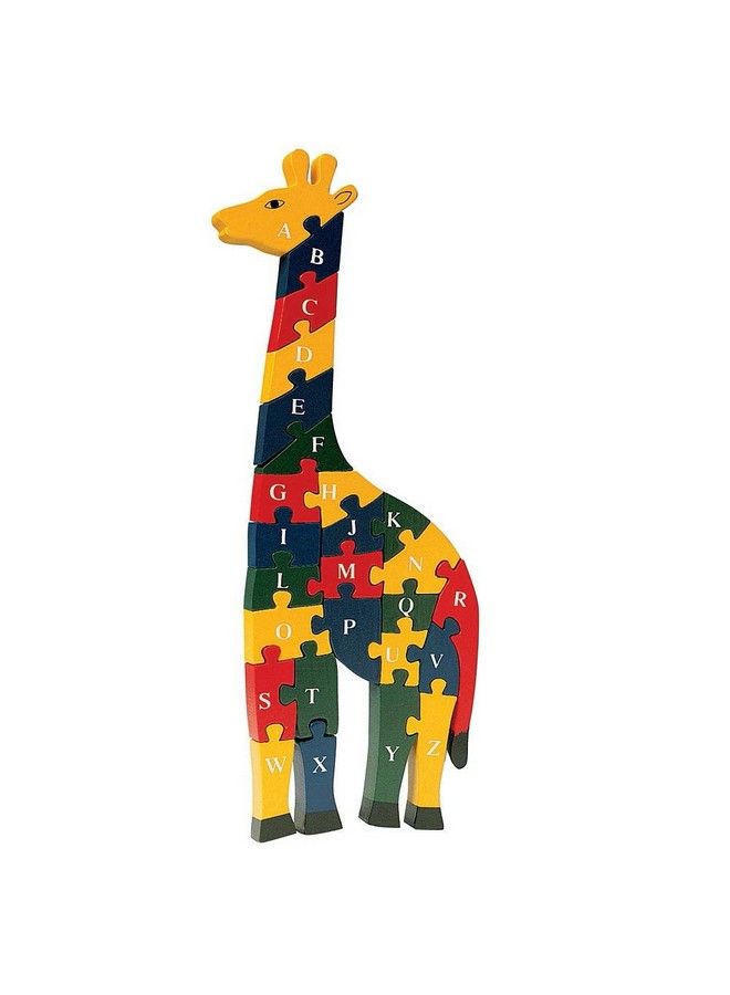 Wooden Alphabet Giraffe Puzzle Learn Abcs And 123S Colorful Large 3/4 Inch Thick Non Toxic Paint