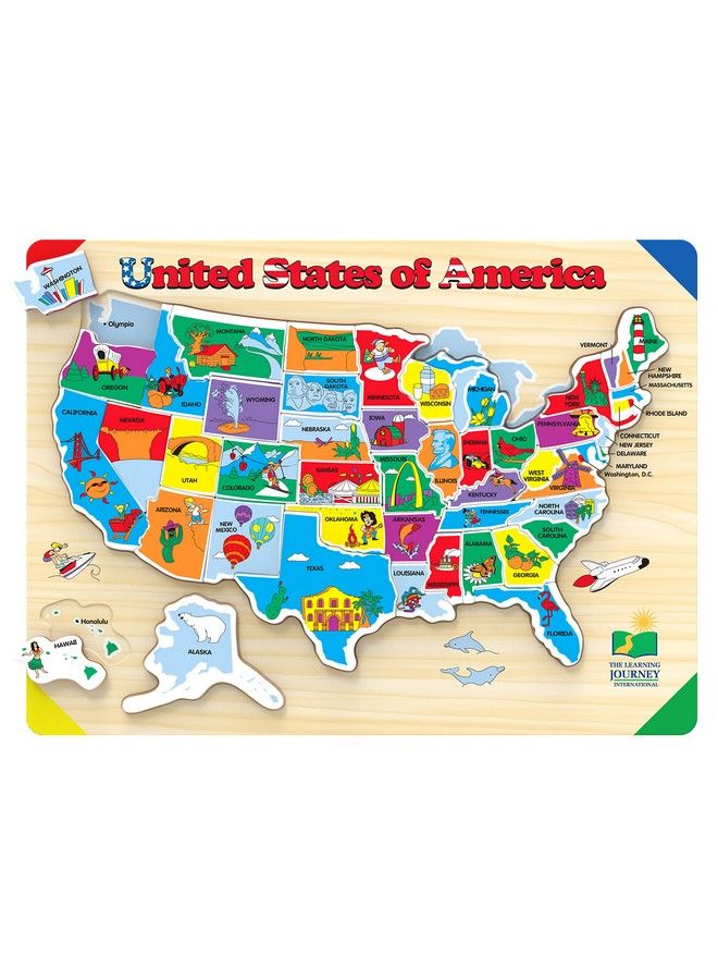 Lift & Learn Puzzle Usa Map Puzzle For Kids Preschool Toys & Gifts For Boys & Girls Ages 3 And Up United States Puzzle For Kids Award Winning Toys