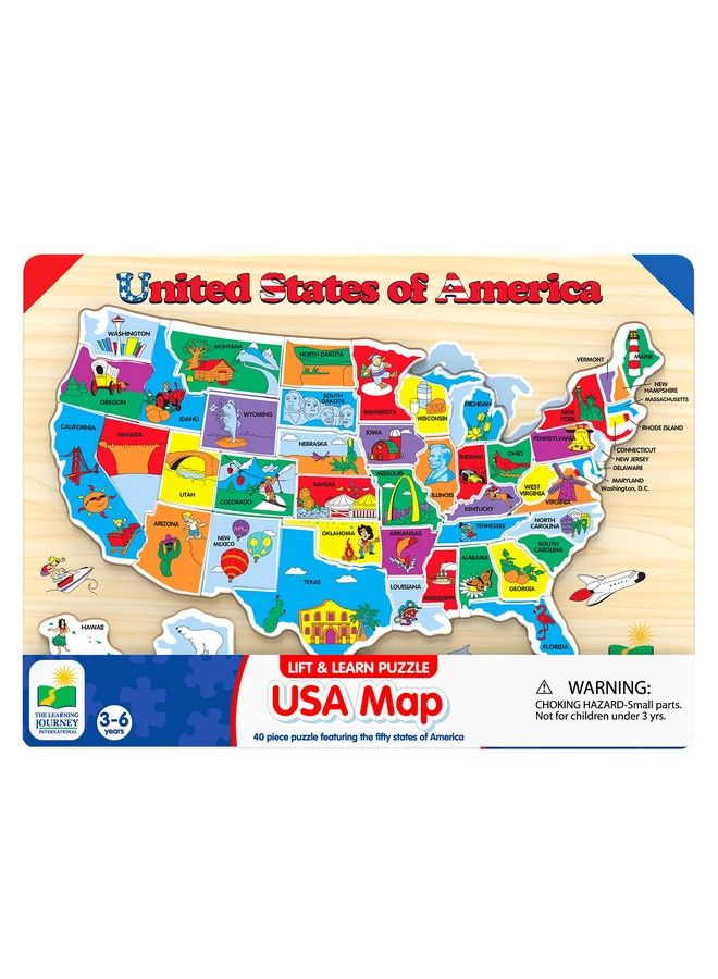 Lift & Learn Puzzle Usa Map Puzzle For Kids Preschool Toys & Gifts For Boys & Girls Ages 3 And Up United States Puzzle For Kids Award Winning Toys