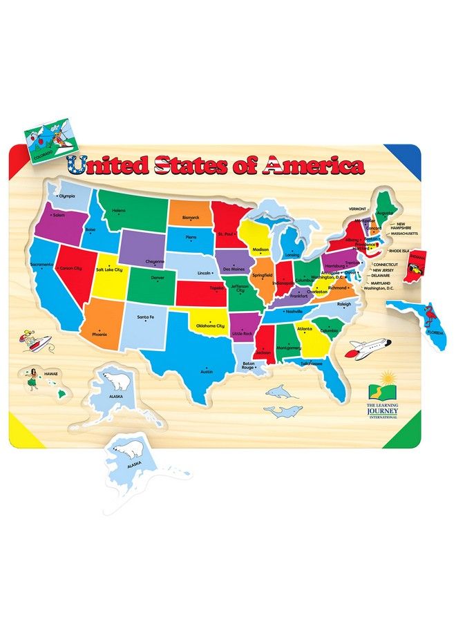 Lift & Learn Puzzle Usa Map Puzzle For Kids Preschool Toys & Gifts For Boys & Girls Ages 3 And Up United States Puzzle For Kids Award Winning Toys