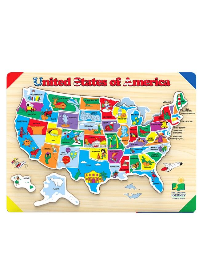 Lift & Learn Puzzle Usa Map Puzzle For Kids Preschool Toys & Gifts For Boys & Girls Ages 3 And Up United States Puzzle For Kids Award Winning Toys