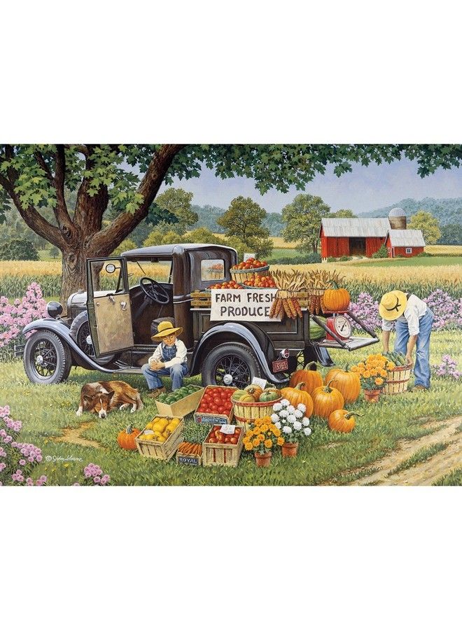 1000 Piece Jigsaw Puzzles For Adults ‘Home Grown’ Fall On The Farm 1000 Pc Jigsaw By Artist John Sloane 20” X 27”