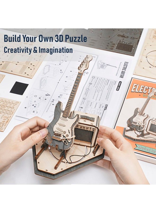 3D Puzzles For Adults Diy Wooden Model Kit For Adults To Build Stem Electric Guitar Desk Toy Project For Kids Birthday