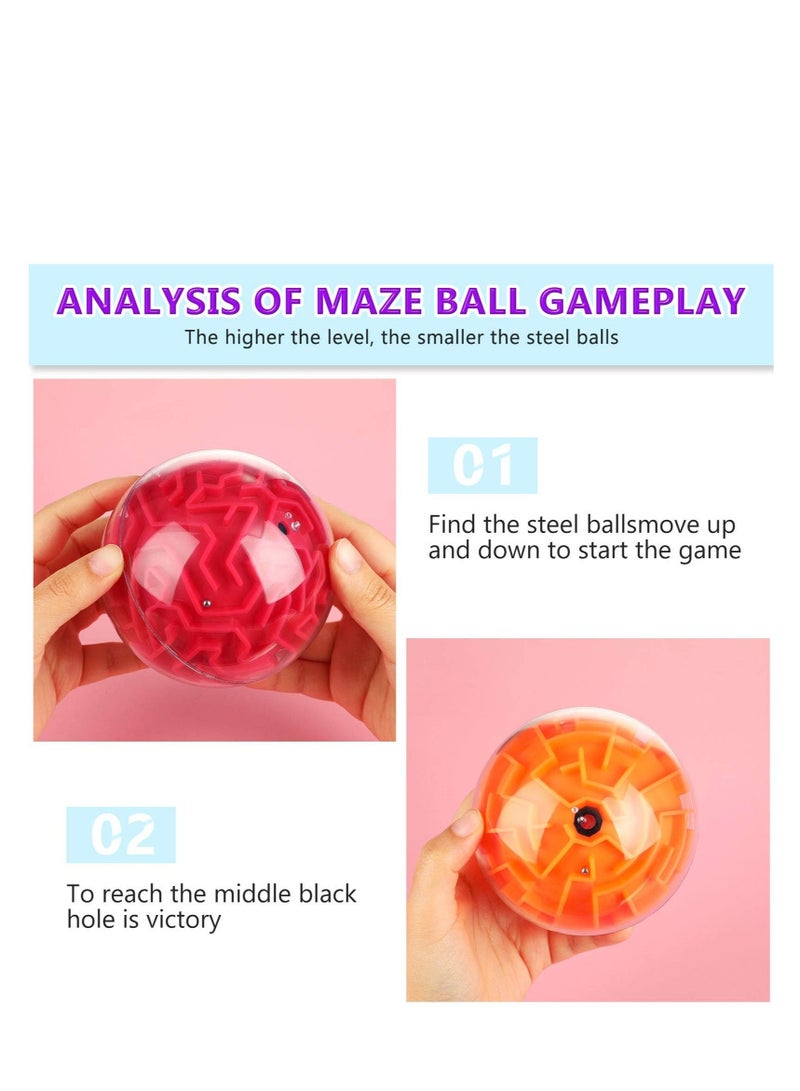 4 Pieces 3D Maze Ball Maze Puzzle Ball Magic Brain Teasers Games Sphere Educational Puzzle Toys Maze Puzzle Cube Ball for Adults and Students Teens and Hard Challenges Game Lover