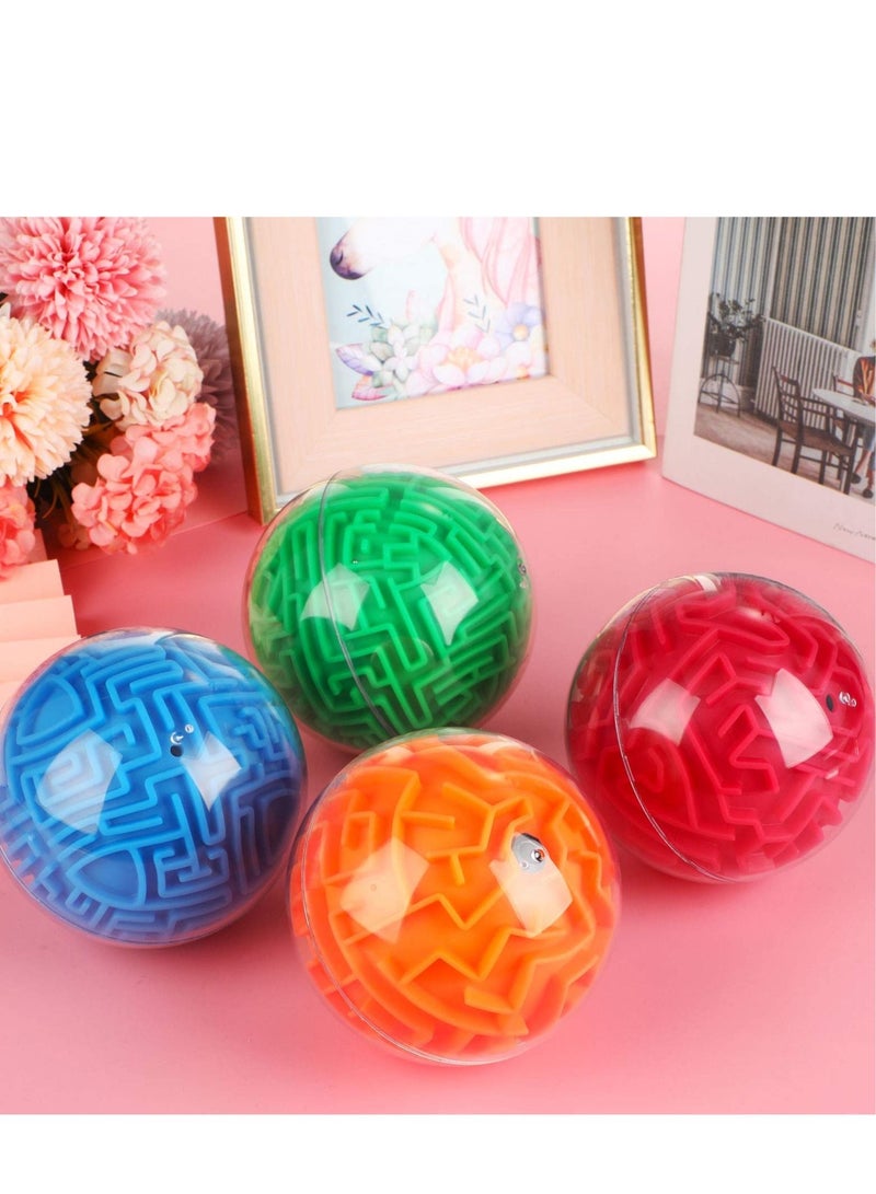 4 Pieces 3D Maze Ball Maze Puzzle Ball Magic Brain Teasers Games Sphere Educational Puzzle Toys Maze Puzzle Cube Ball for Adults and Students Teens and Hard Challenges Game Lover