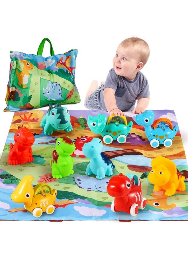 Dinosaur Car Toys For 1 2 Year Old Boy And Girl With Playmat/Storage Bag ; Baby Toys 12 18 Months ;First Birthday Gifts For1 Year Old Infants And Toddlers(9 Sets)