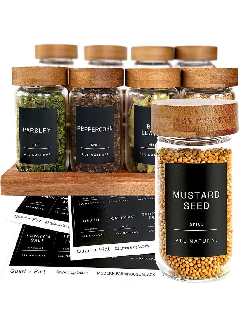 Spice Jars with Label Glass Spice Jars Glass Empty Glass Jars with LidsSpice Containers with Labels Seasoning Organizer Spice Labels Spice Bottles Empty Glass Labels Seasoning Containers