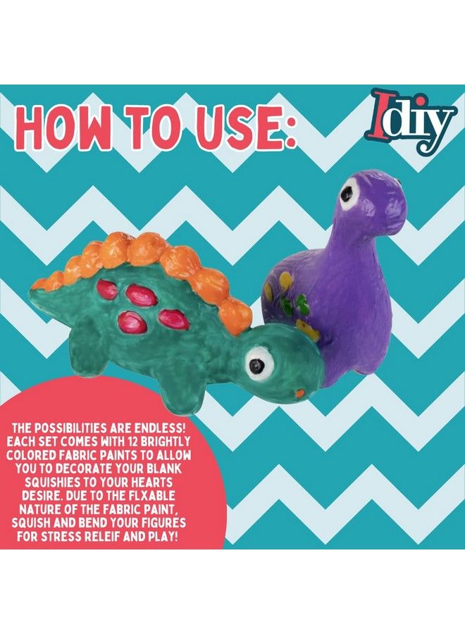 Jumbo Dino Squishies (12 Unique Dinosaurs W 12 Fabric Paints) White Kawaii Scented Slow Rise Squishy Toys Decorating Scented Stress Relief Craft Kids School Birthday Party Activity Gift (4