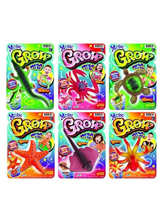 Magic Grow Ocean Themed Water Animals (6 Packs Assorted) Beach Life Theme Toys ; Bulk Expanding Bath And Pool Toys For Kids & Adults. Sea Creatures Party Toys And Goodie Bags. 302 6A