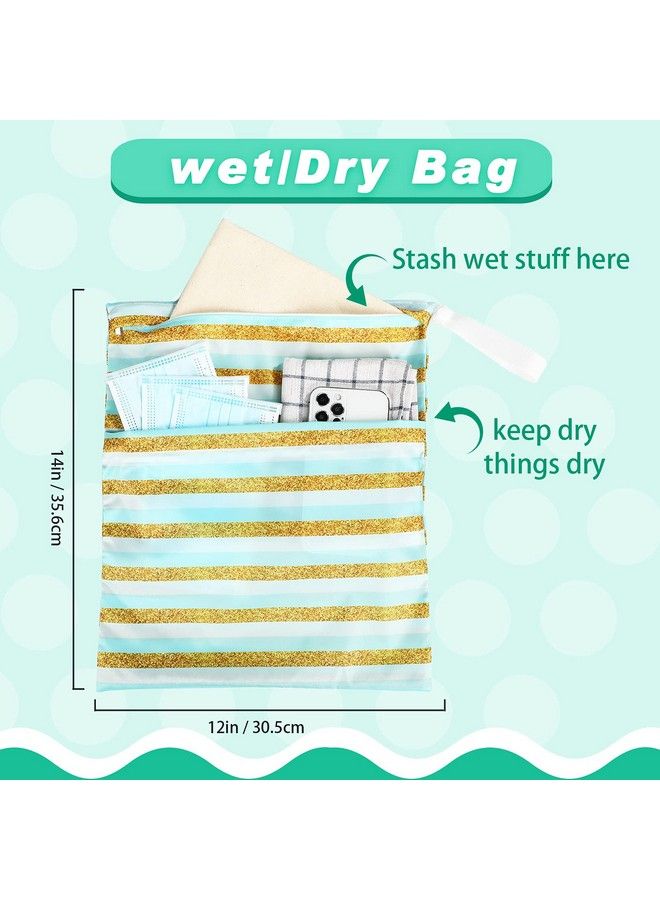 4 Pieces Waterproof Wet Bag Reusable Washable Wet Dry Bag Sealed Wet Diaper Bag With Handle For Travel Beach Wet Swimwear Diapers Dirty Gym Clothes And Toiletries 12 X 14 Inch (Tropical)