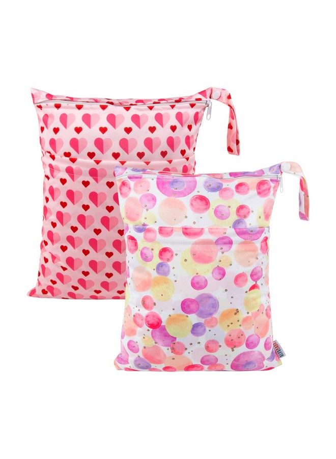 2Pcs Cloth Diaper Wet Dry Bags Waterproof Reusable With Two Zippered Pockets Travel Beach Pool Daycare Soiled Baby Items Yoga Gym Bag For Swimsuits Or Wet Clothes Lz0102