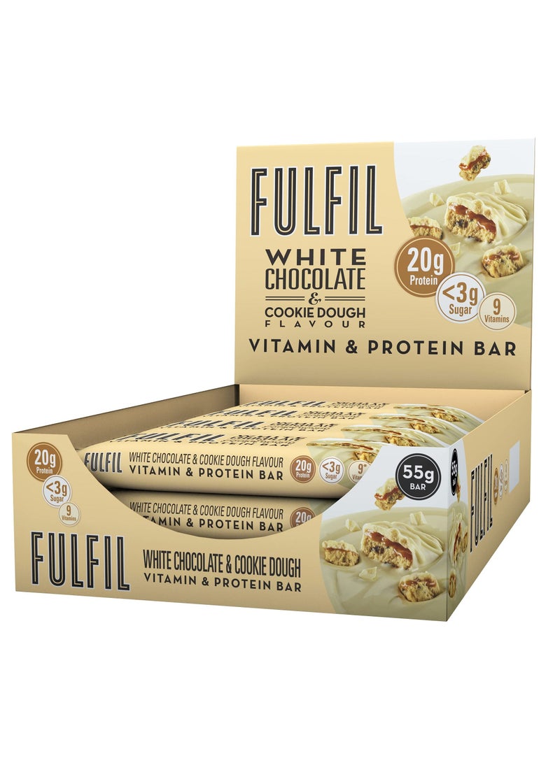 Protein Bar 15 X 55G Bars White Chocolate & Cookie Dough Flavour 20G High Protein, 9 Vitamins, Low Sugar