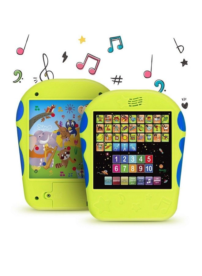 Spanish Learning Tablet For Kids Bilingual Toy For Toddlers To Learn Spanish Abc Numbers Spelling “Where Is?” Game Melodies Animals And Sounds 3 Years And Up