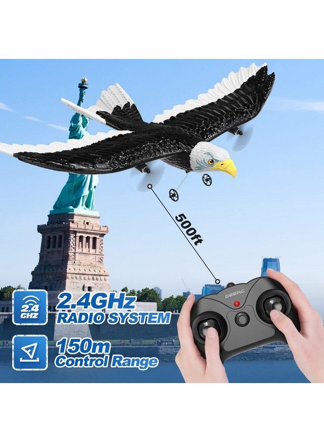 Rc Plane Remote Control Eagle Plane Rtf Airplane 2.4Ghz 2Ch Flying Bird With 2 Batteries & Propeller 6 Axis Gyro Stabilizer Easy To Fly For Beginners Adults Kids Boys