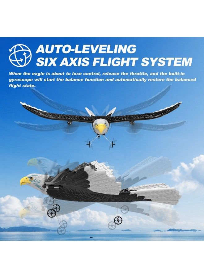 Rc Plane Remote Control Eagle Plane Rtf Airplane 2.4Ghz 2Ch Flying Bird With 2 Batteries & Propeller 6 Axis Gyro Stabilizer Easy To Fly For Beginners Adults Kids Boys