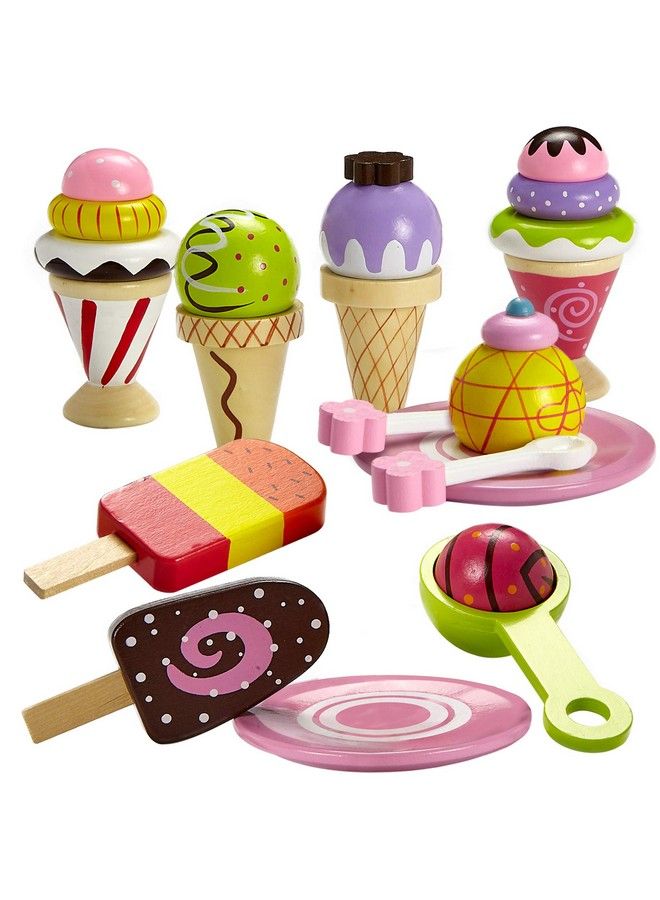 Ice Cream Toy Pretend Ice Cream Set Ice Cream Set For Kids Wooden Ice Cream Set