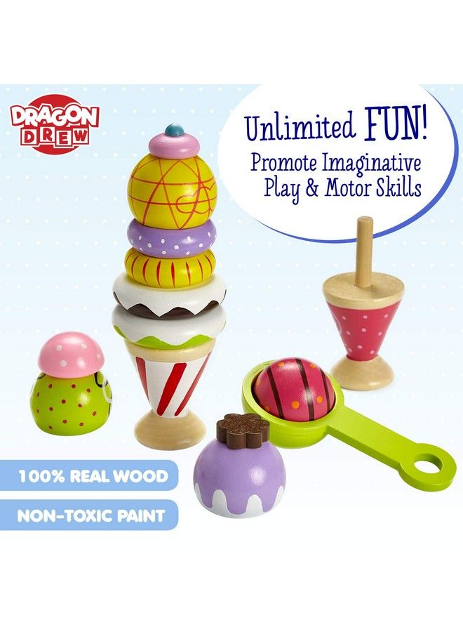 Ice Cream Toy Pretend Ice Cream Set Ice Cream Set For Kids Wooden Ice Cream Set