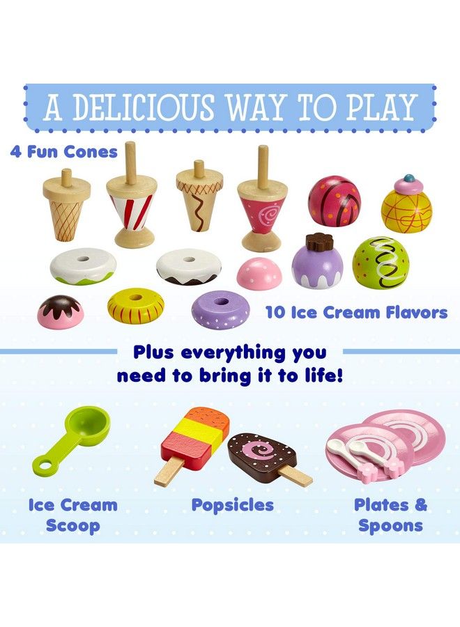 Ice Cream Toy Pretend Ice Cream Set Ice Cream Set For Kids Wooden Ice Cream Set