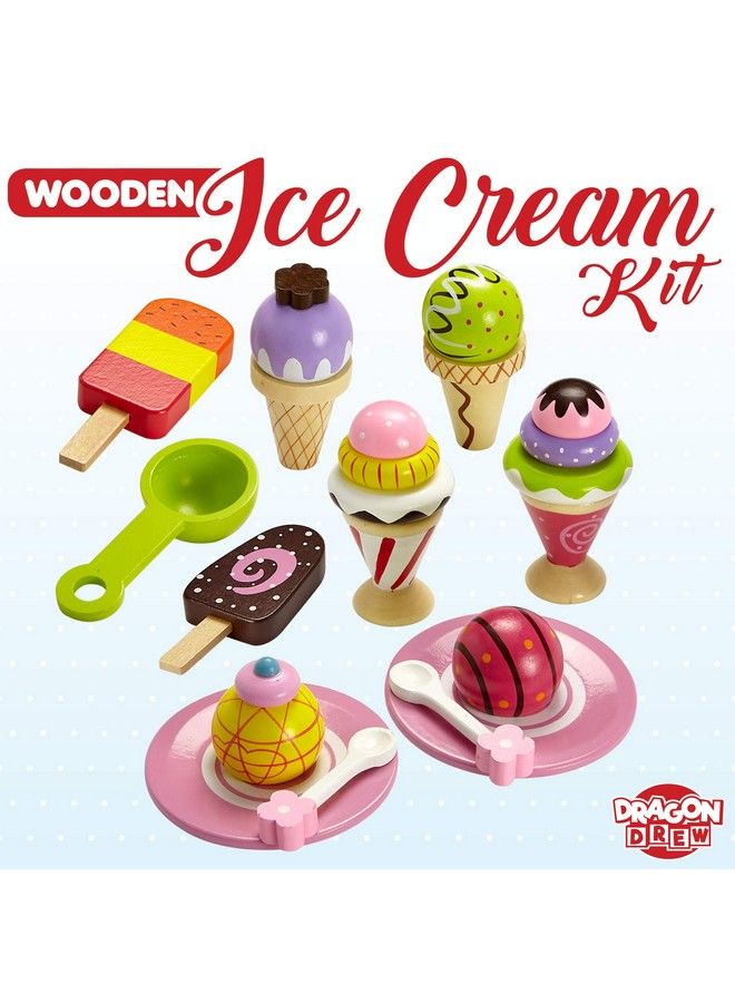 Ice Cream Toy Pretend Ice Cream Set Ice Cream Set For Kids Wooden Ice Cream Set