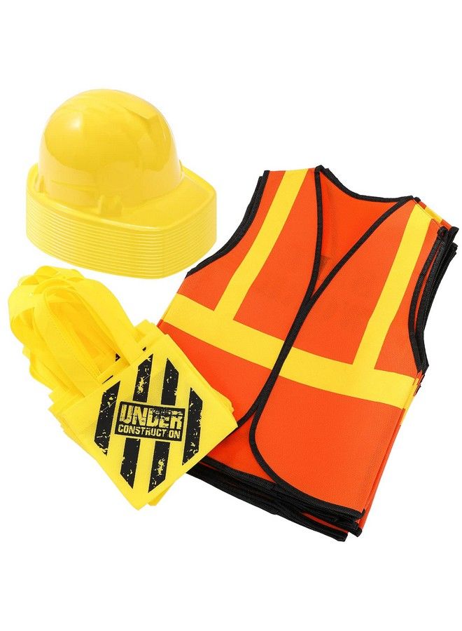 36 Pieces Construction Party Supplies Set 12 Pcs Construction Vests 12 Pcs Construction Hats And 12 Pcs Tote Bag For Kids Construction Costume Birthday Dress Up Party Supplies