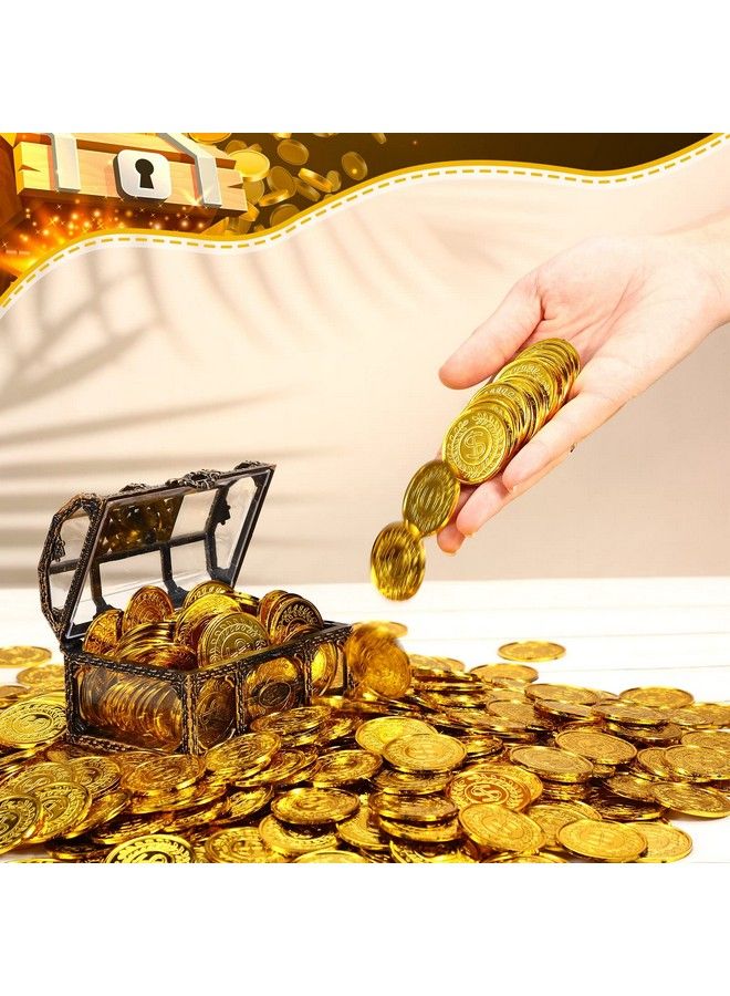 800 Pcs Plastic Pirate Gold Coins Bulk Treasure Coins Play Toy Coins Fake St. Patricks Coin For Pirate Party Favors Supplies Treasure Hunt Game Teachers Classroom Reward