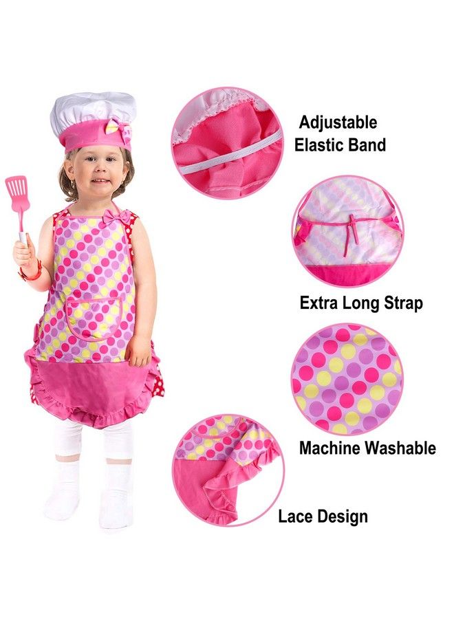 Kids Kitchen Cooking Playing Set 38 Pcs Kids Aprons For Girls Toddler Chef Hat Apron Dress Up Chef Costume Kids Baking Gift For 3 4 5 6 Year Old Girls Boys