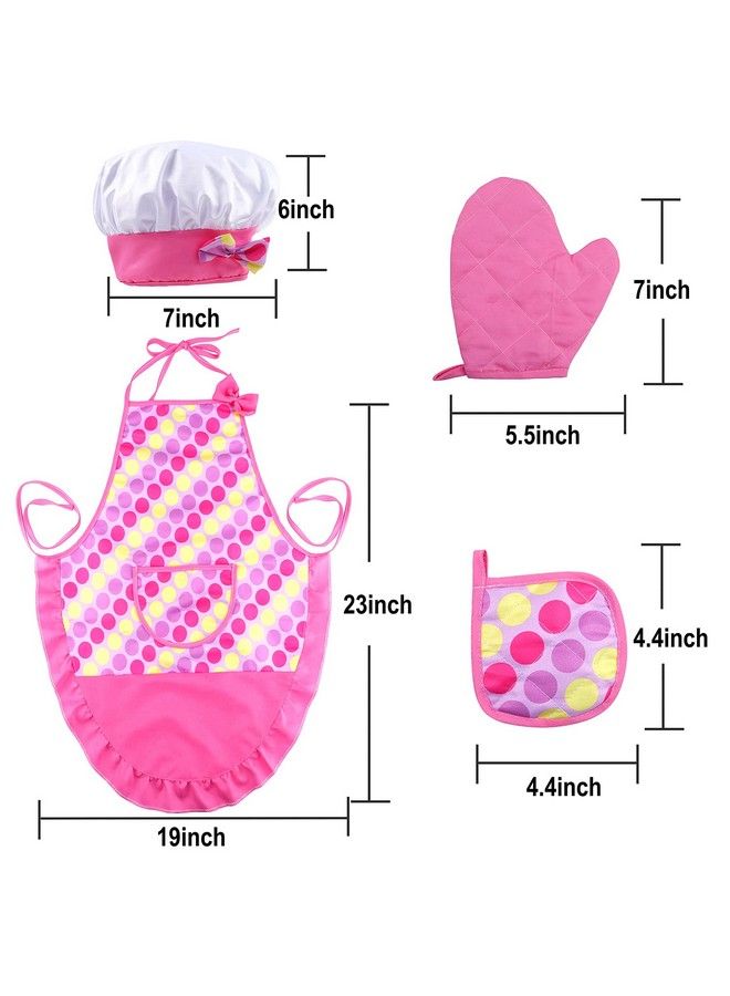 Kids Kitchen Cooking Playing Set 38 Pcs Kids Aprons For Girls Toddler Chef Hat Apron Dress Up Chef Costume Kids Baking Gift For 3 4 5 6 Year Old Girls Boys