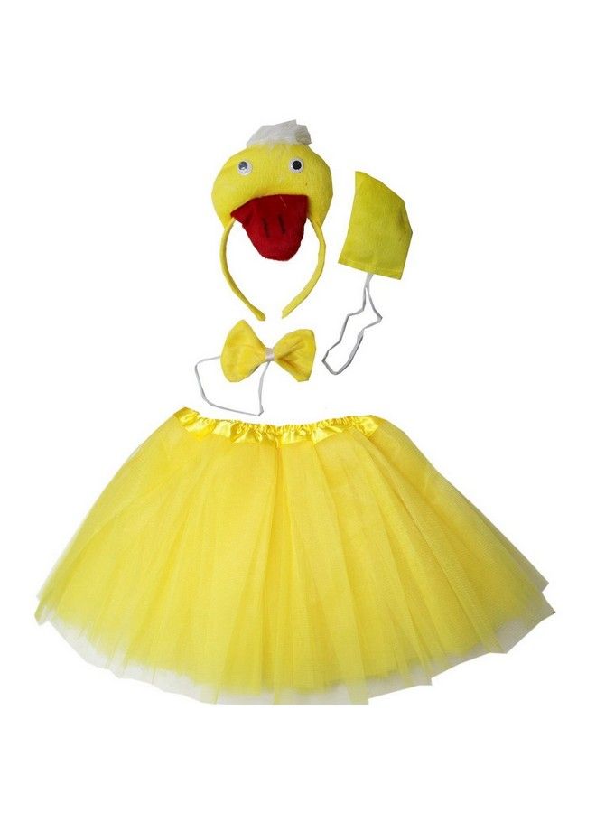 Kids Animal Yellow Duck Ears Headband Bowtie Tail & Tutu Costume